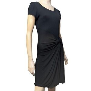 Peruvian Connection Women’s S Black Short Sleeve Twist Front Double Lined Dress